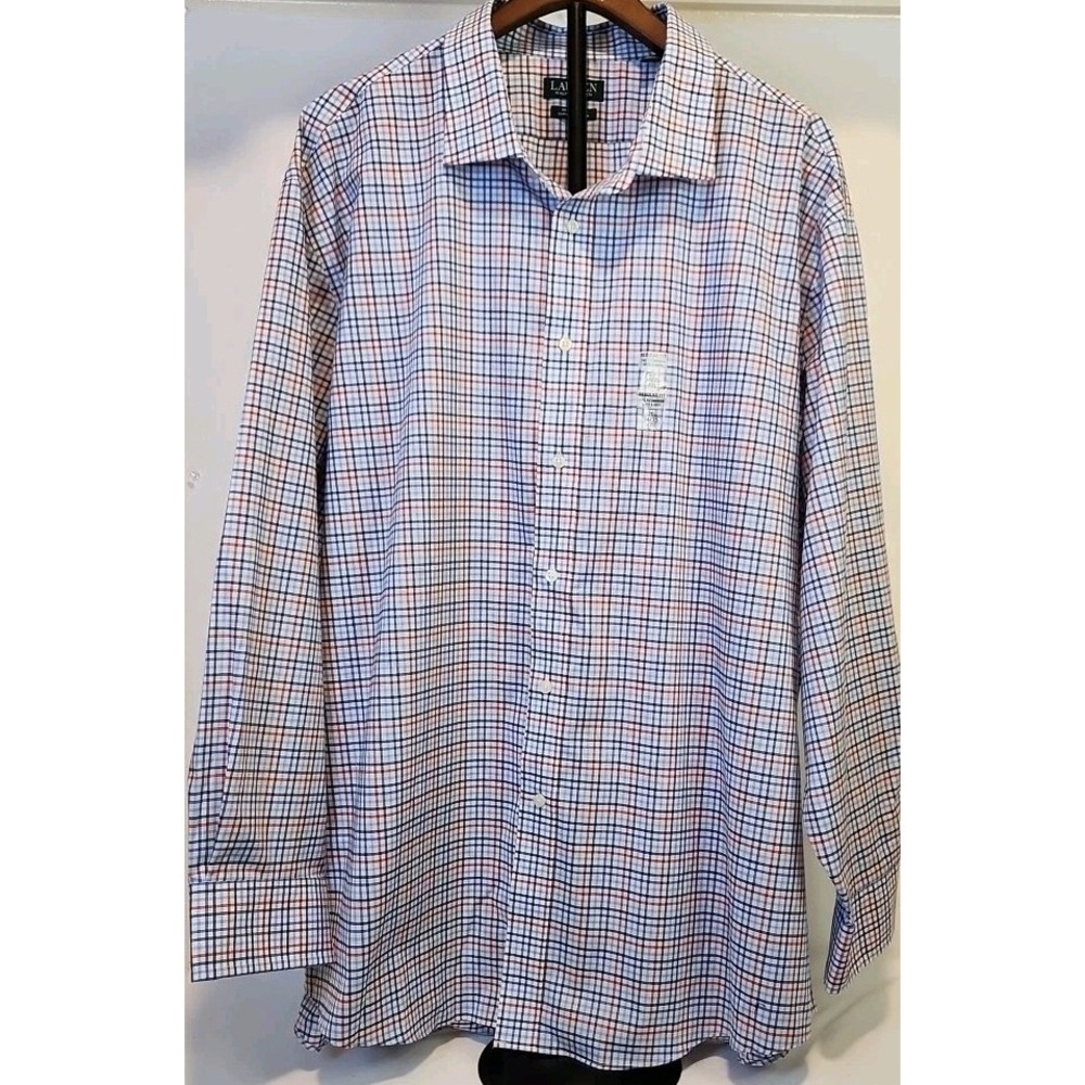 Lauren Ralph Lauren Mens Dress Shirt Red Wt Blue Plaid 4XL NWT Supima Cotton